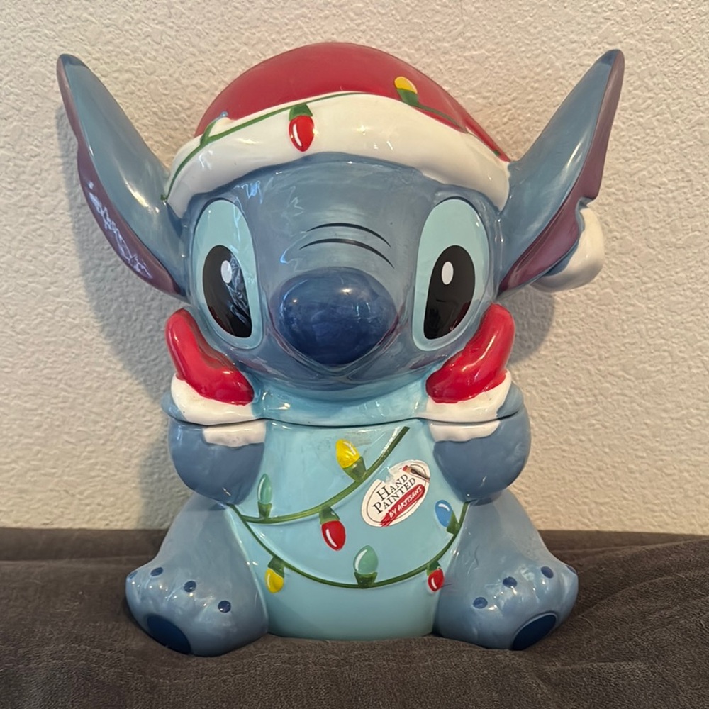 Disney Stitch Festive Figurine with Santa Hat